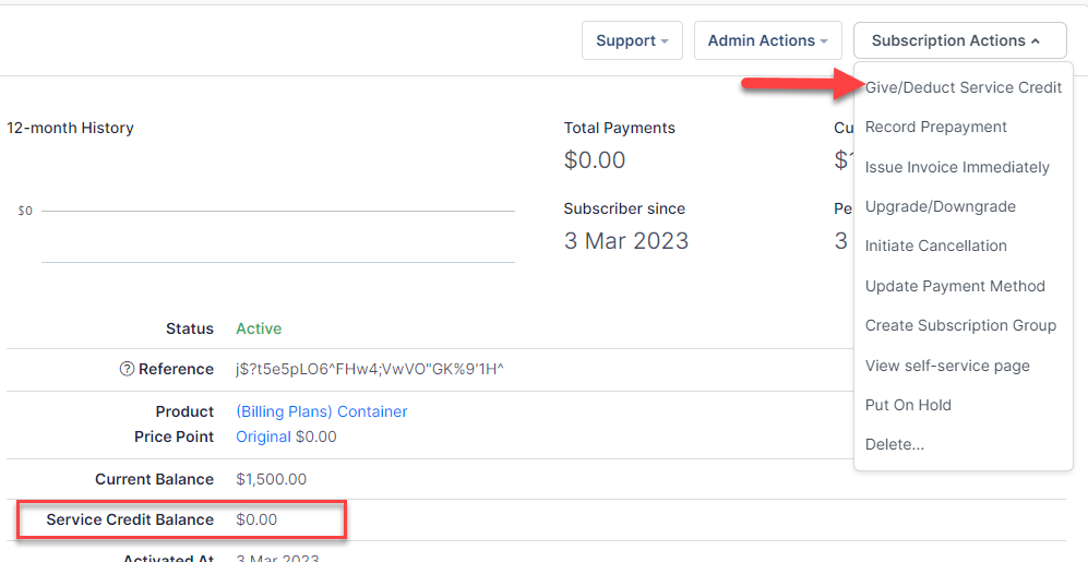 Service Credit Balance