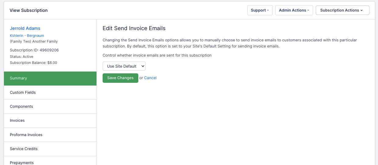 Edit Invoice/Statement email preferences