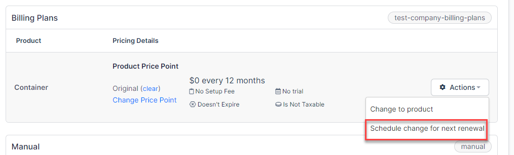 Schedule product change