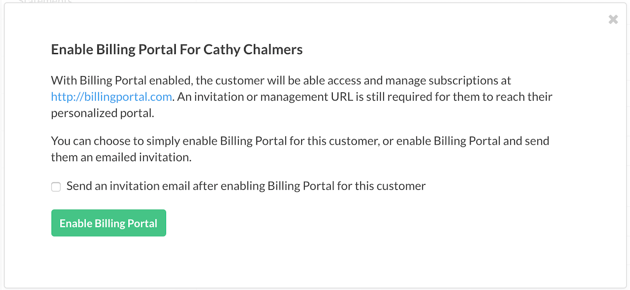 Enable portal access pop‑up