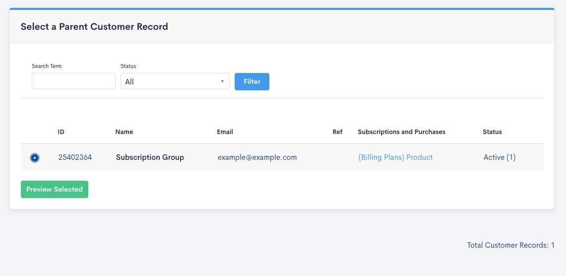 Select parent for new Customer