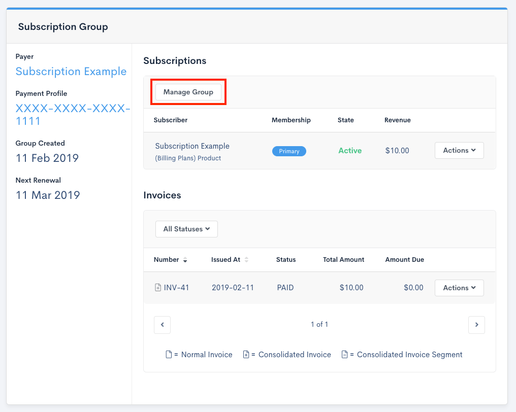 Step 2 of adding existing Subscription to group