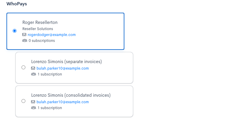 Select WhoPays parent option