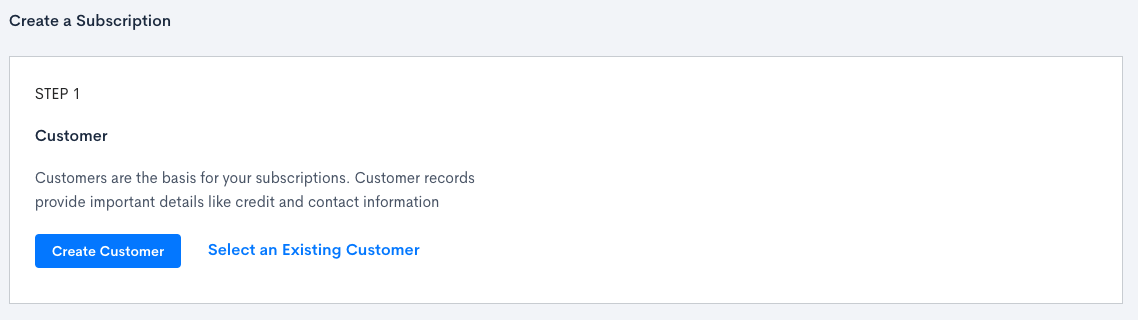 Create Subscription for existing Customer