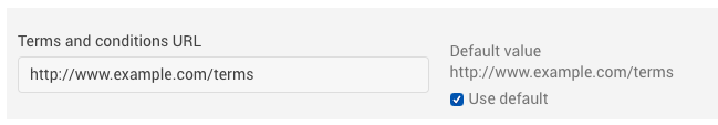 Terms and conditions URL field on signup page