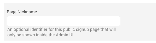 Set page nickname for Public Signup Page