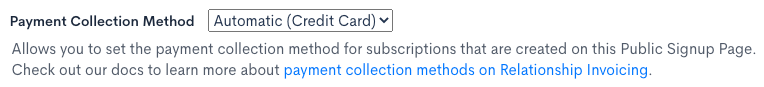 Choose payment collection method