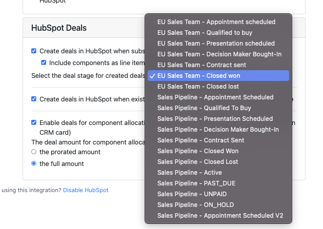 Timeline event landing settings