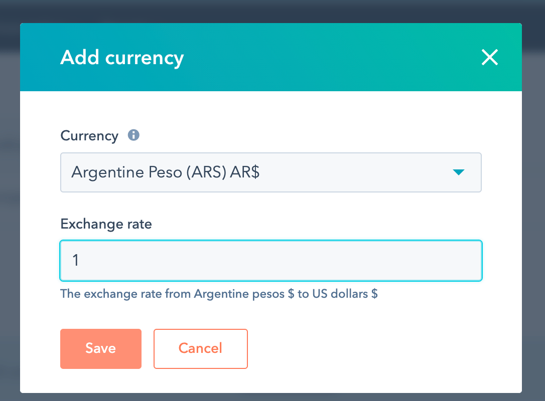 HubSpot currency settings
