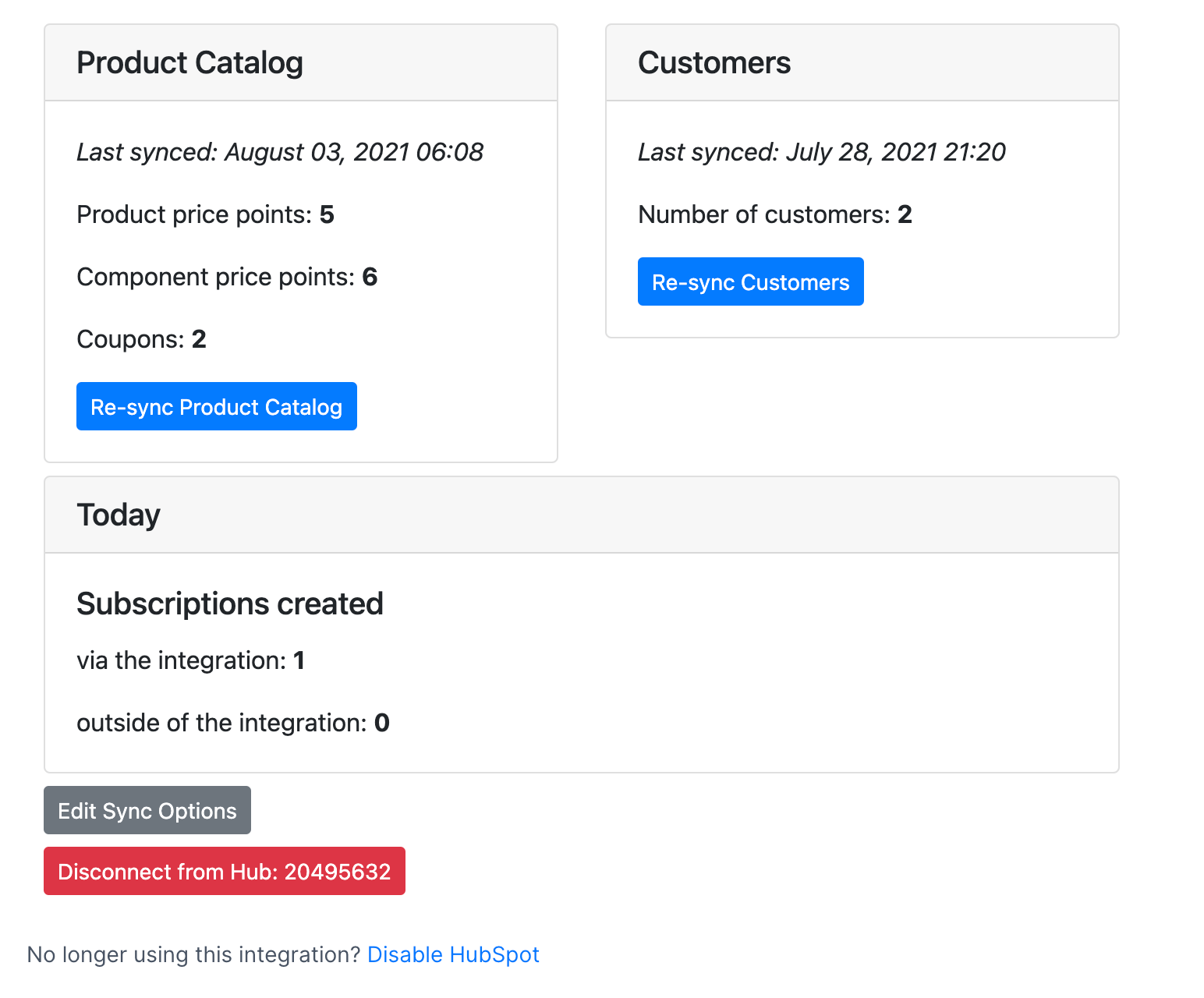 Re-sync product catalog button