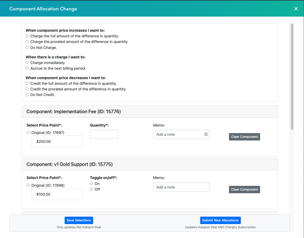 Edit component allocations screenshot 2