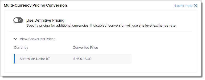 Site‑level exchange rate preview