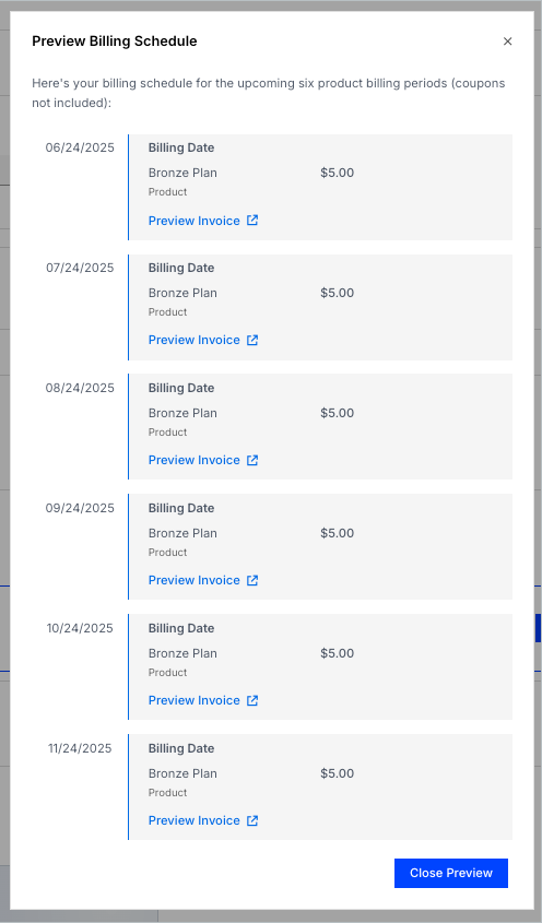 Preview Billing Schedule screenshot