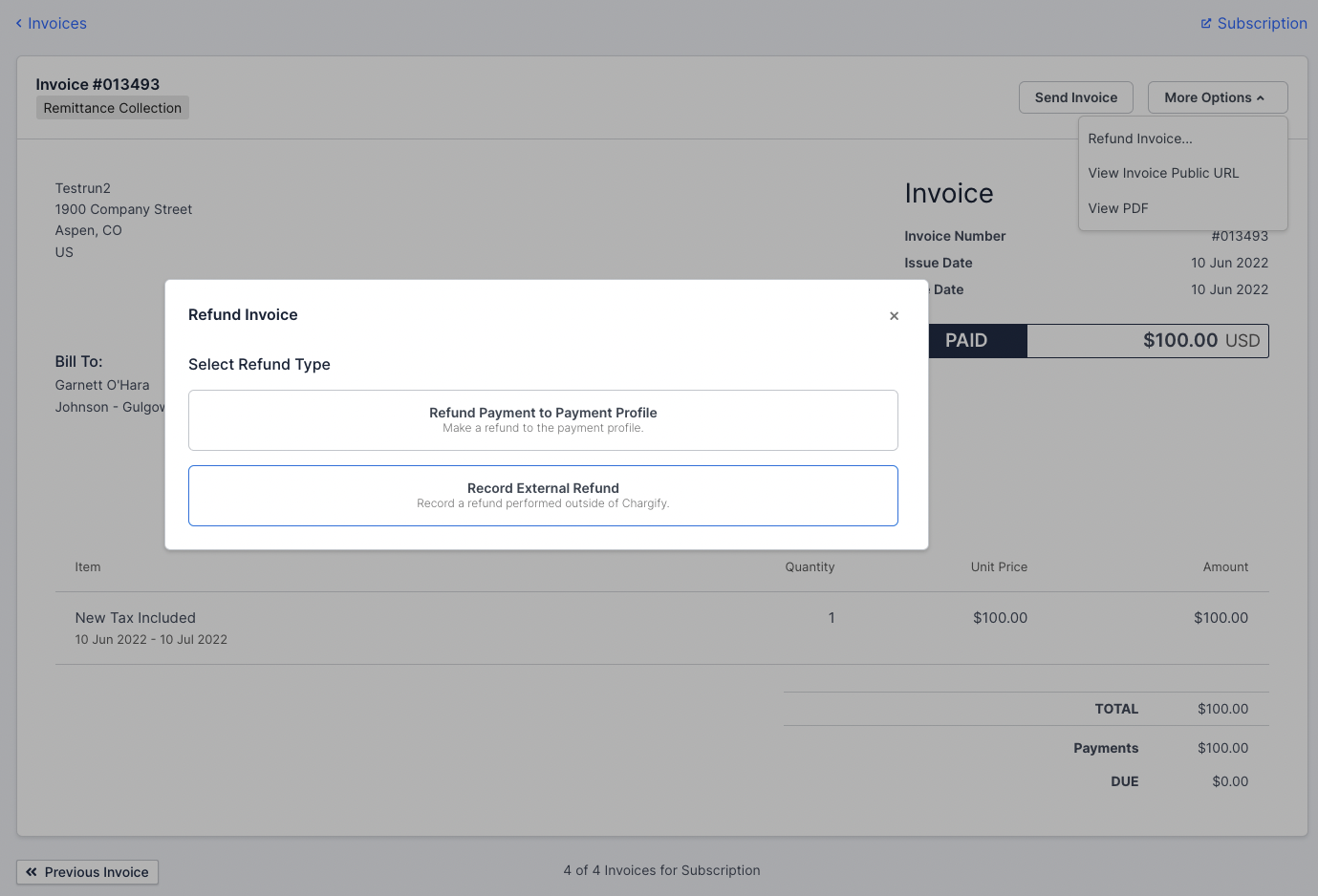 Choose refund to payment profile or external method