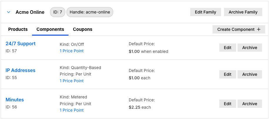 Screenshot of Components UI